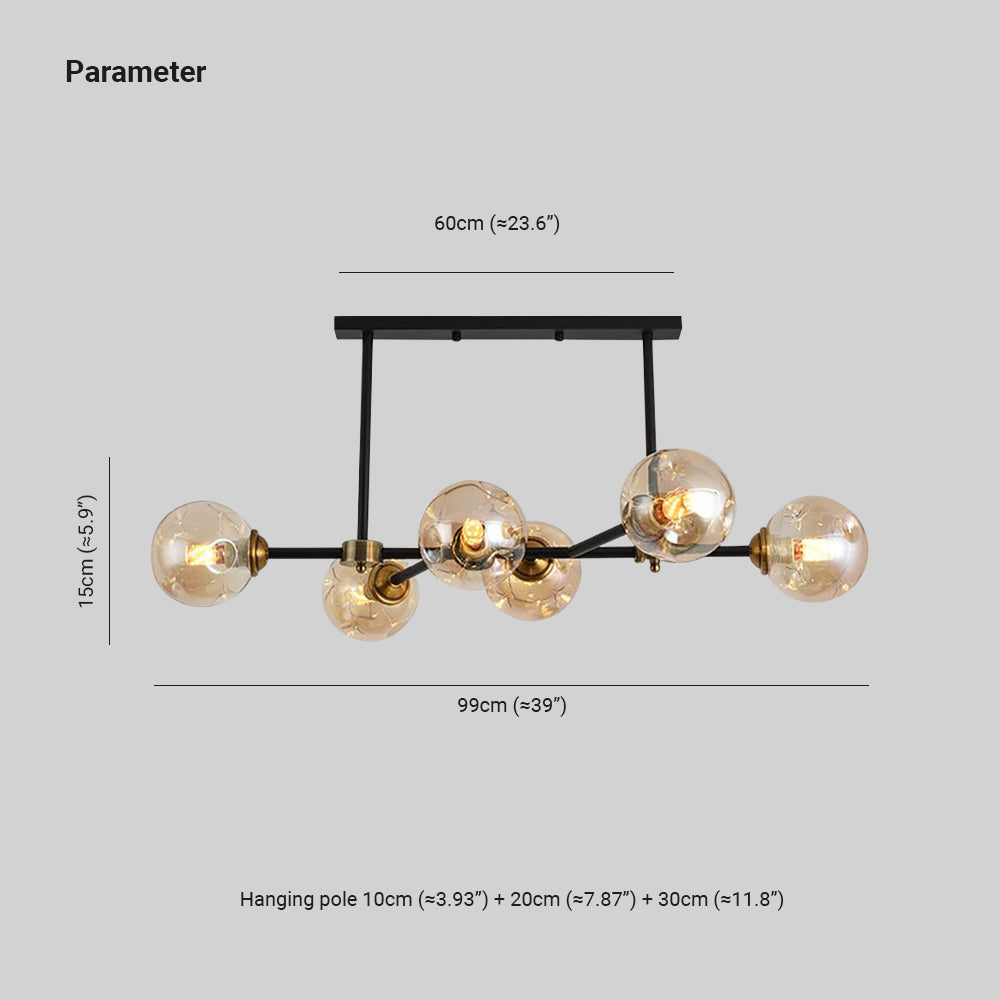Valentina lampă suspendată Decorativă cu LED din sticlă, Formă de Bulă, Culoare chihlimbariu