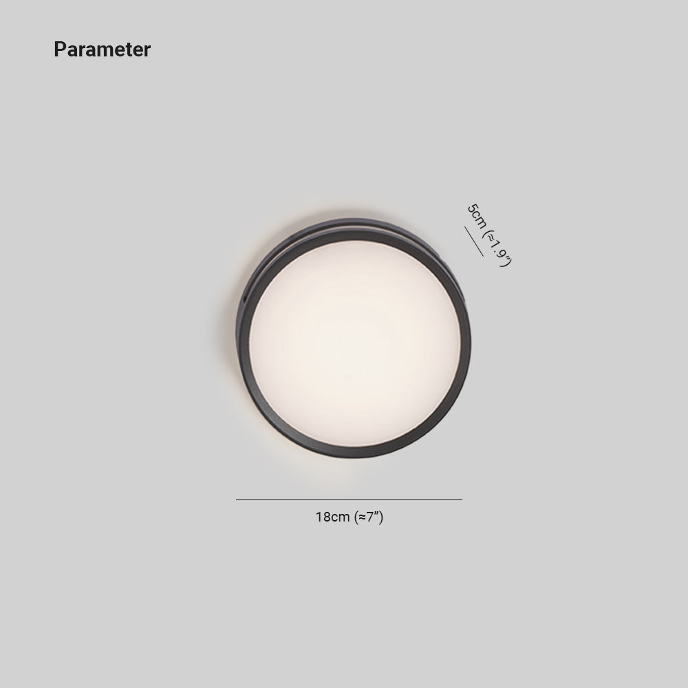 Ray aplică de perete modernă rotundă din metal/acrilic impermeabilă pentru exterior, neagră