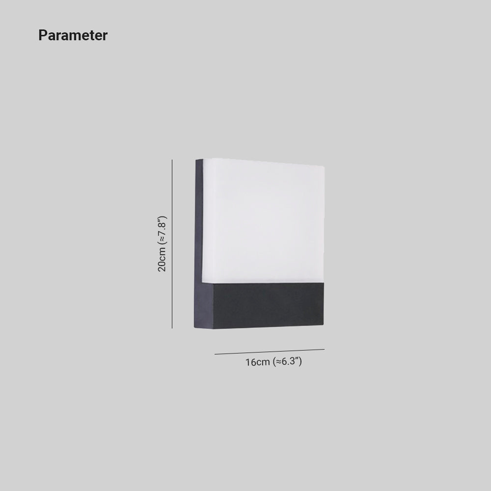Ray aplică de perete pentru exterior modernă cu senzor, dreptunghiulară din metal, negru/alb
