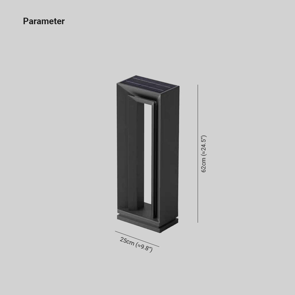 Ray lampă de drum pentru exterior modern din metal gol dreptunghiular solar, negru