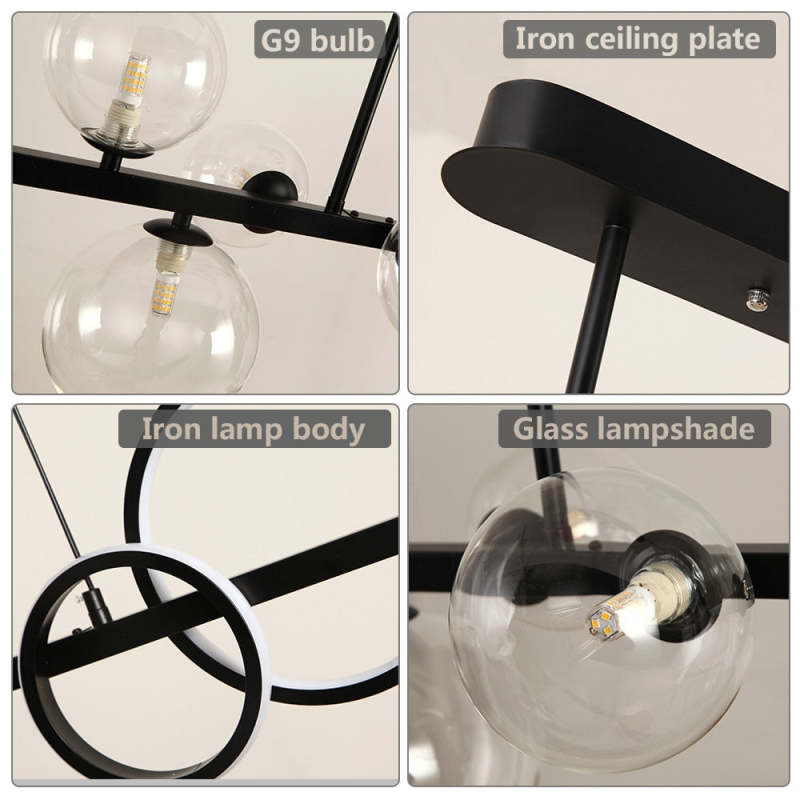 Arisha lampă suspendată Bubble Circle modern negru/Aur, dormitor