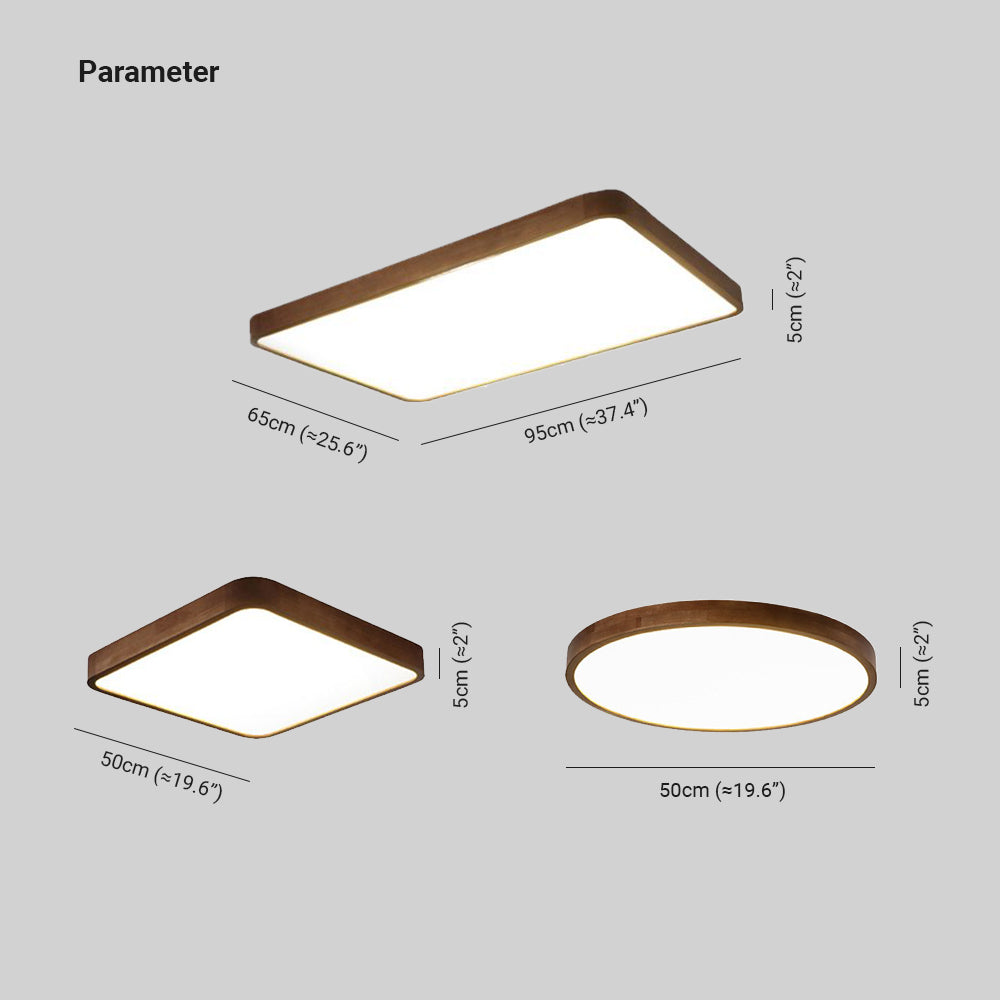 Muto plafonieră aplicată din lemn de nuc, modernă, geometrică, LED