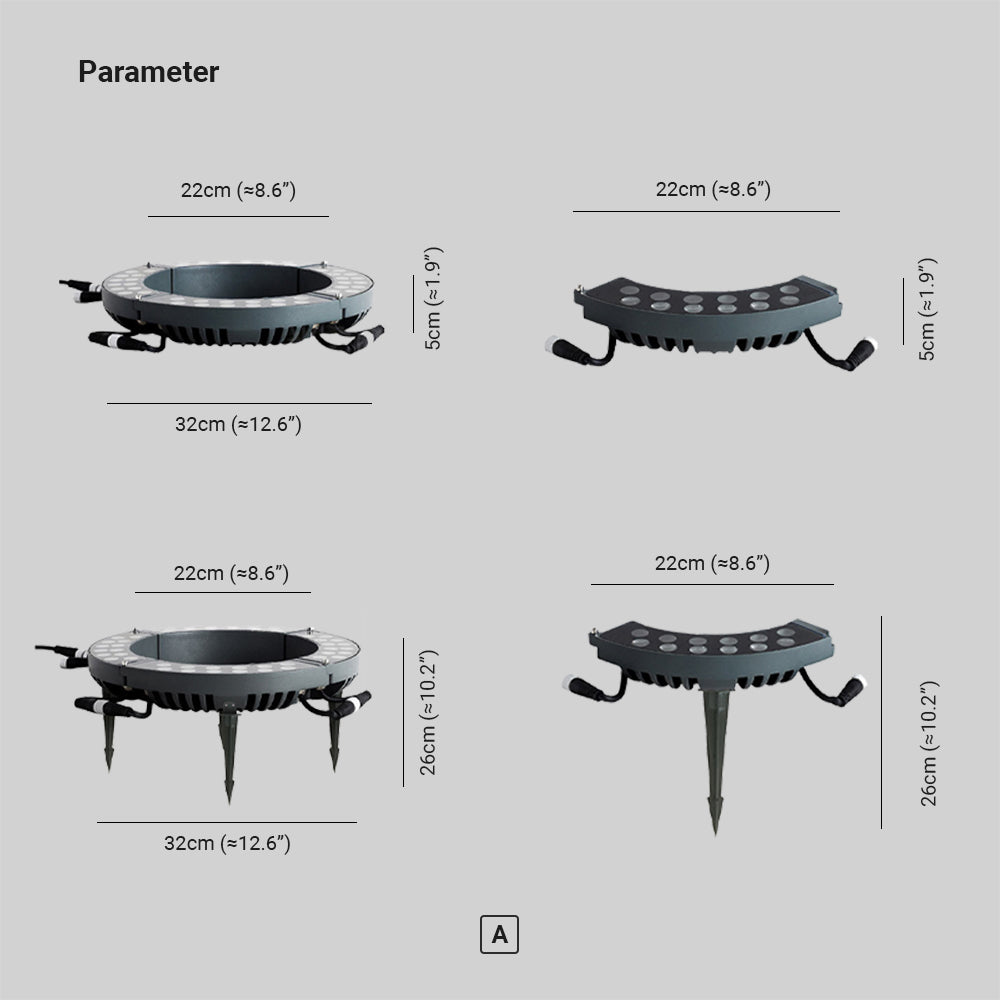 Ray modern lampă de sol pentru exterior din metal și sticlă neagră