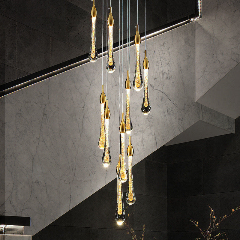 Valentina candelabru auriu din cristal, modern, în formă de picătură