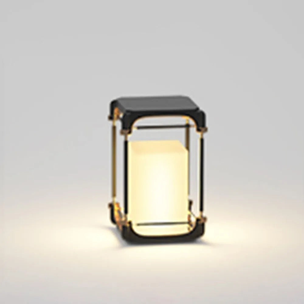 Ray Simple Cube/Cuboid Outdoor lampadar, cu conexiune electrică fixă/Solar, negru