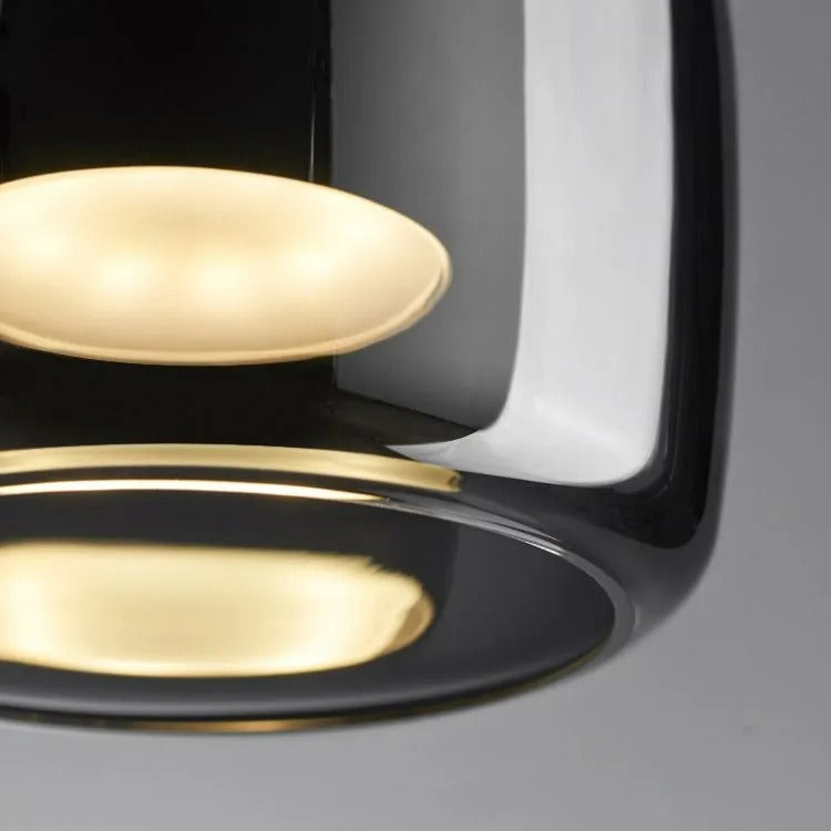 June lampă suspendată minimalistă din sticlă fumurie gri