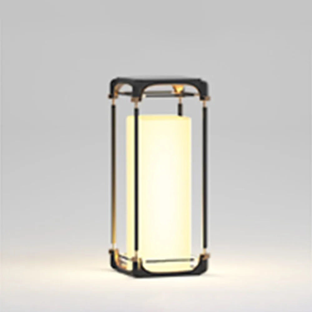 Ray Simple Cube/Cuboid Outdoor lampadar, cu conexiune electrică fixă/Solar, negru