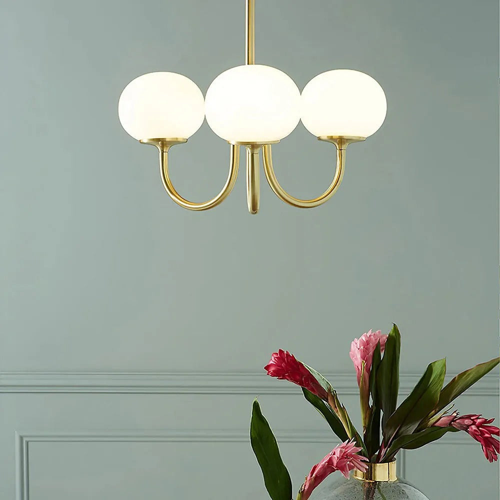 Valentina Retro Art Deco glob candelabru, alb/Roz/Bej