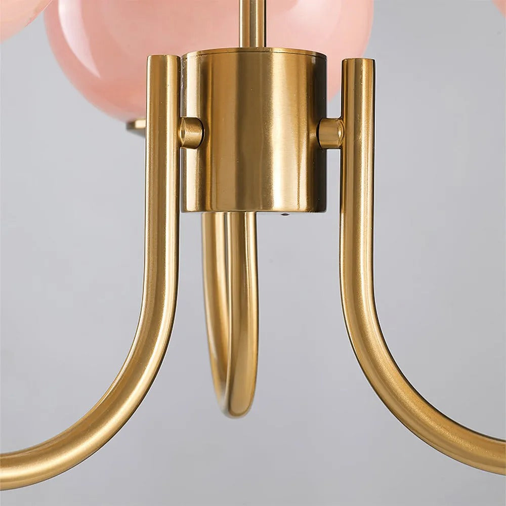 Valentina Retro Art Deco glob candelabru, alb/Roz/Bej