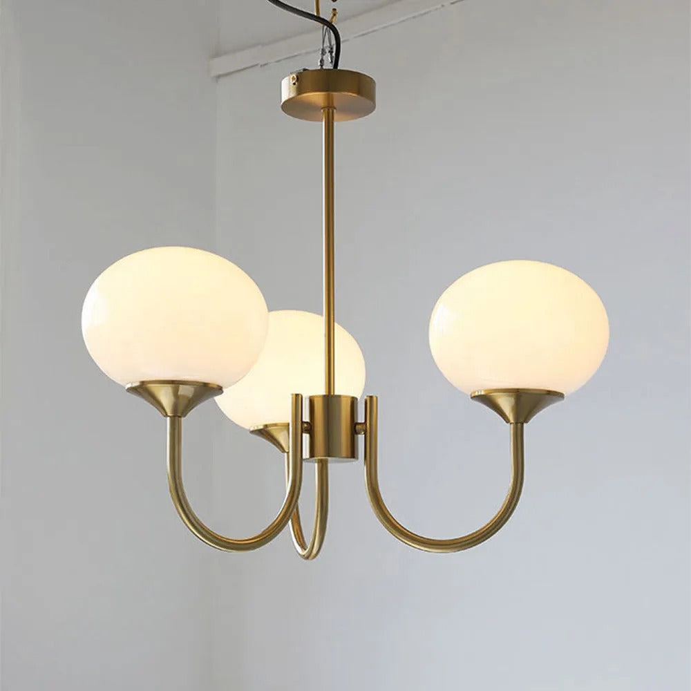 Valentina Retro Art Deco glob candelabru, alb/Roz/Bej