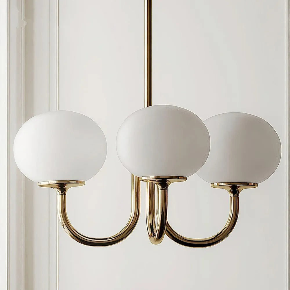 Valentina Retro Art Deco glob candelabru, alb/Roz/Bej