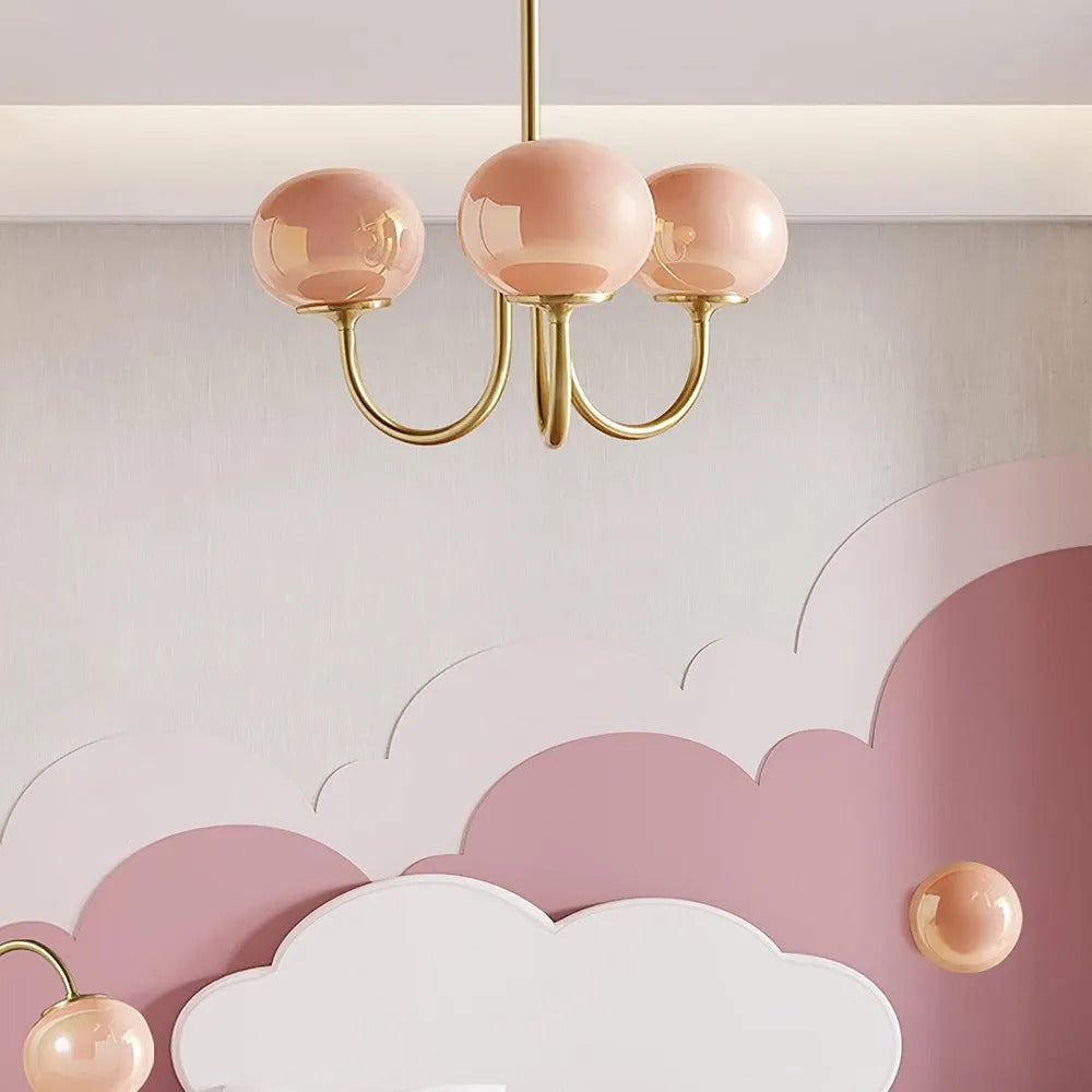 Valentina Retro Art Deco glob candelabru, alb/Roz/Bej
