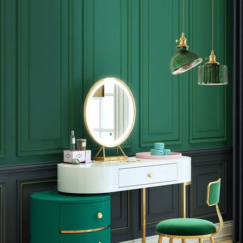 Valentina lampă suspendată verde din metal și sticlă, retro, LED, pentru sufragerie
