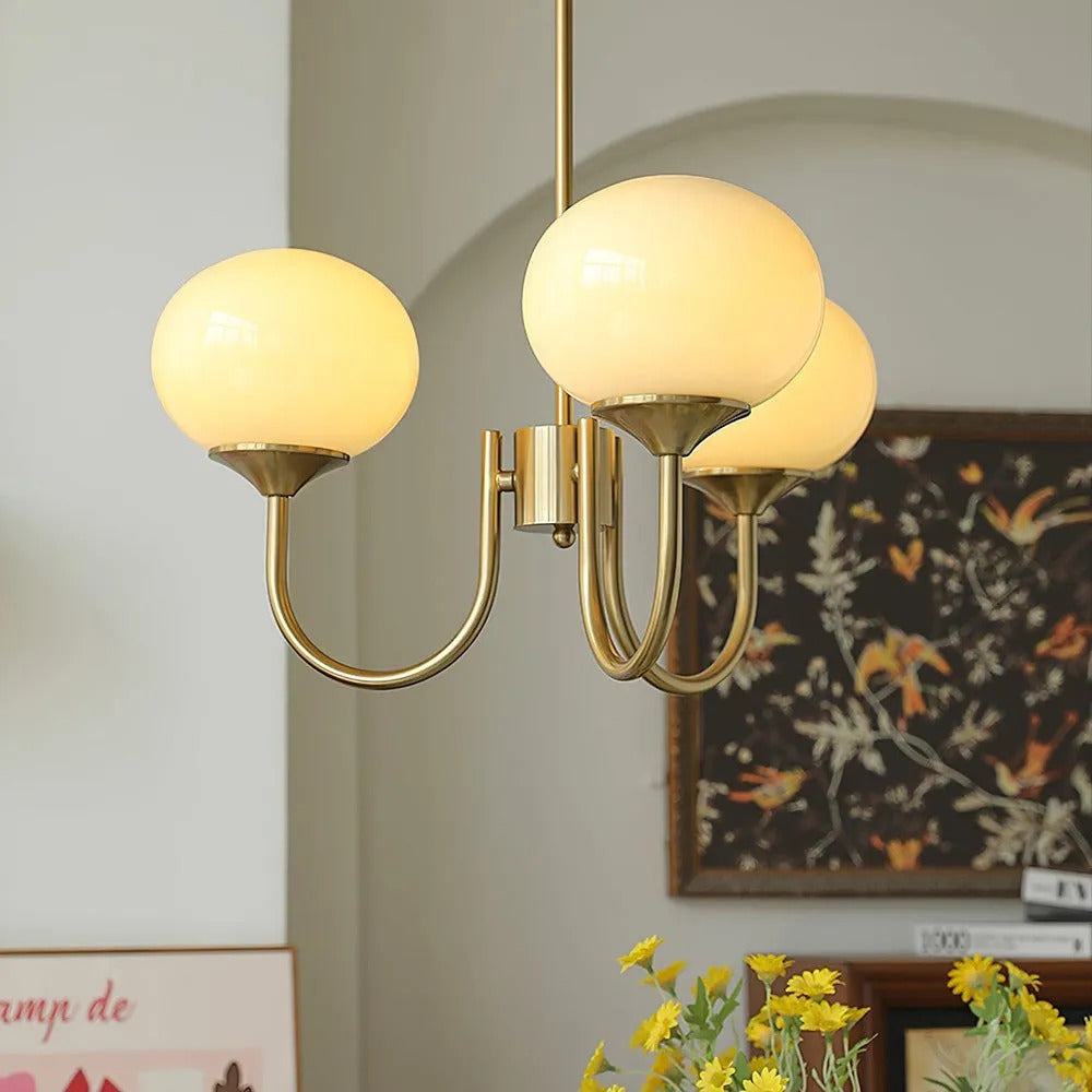 Valentina Retro Art Deco glob candelabru, alb/Roz/Bej