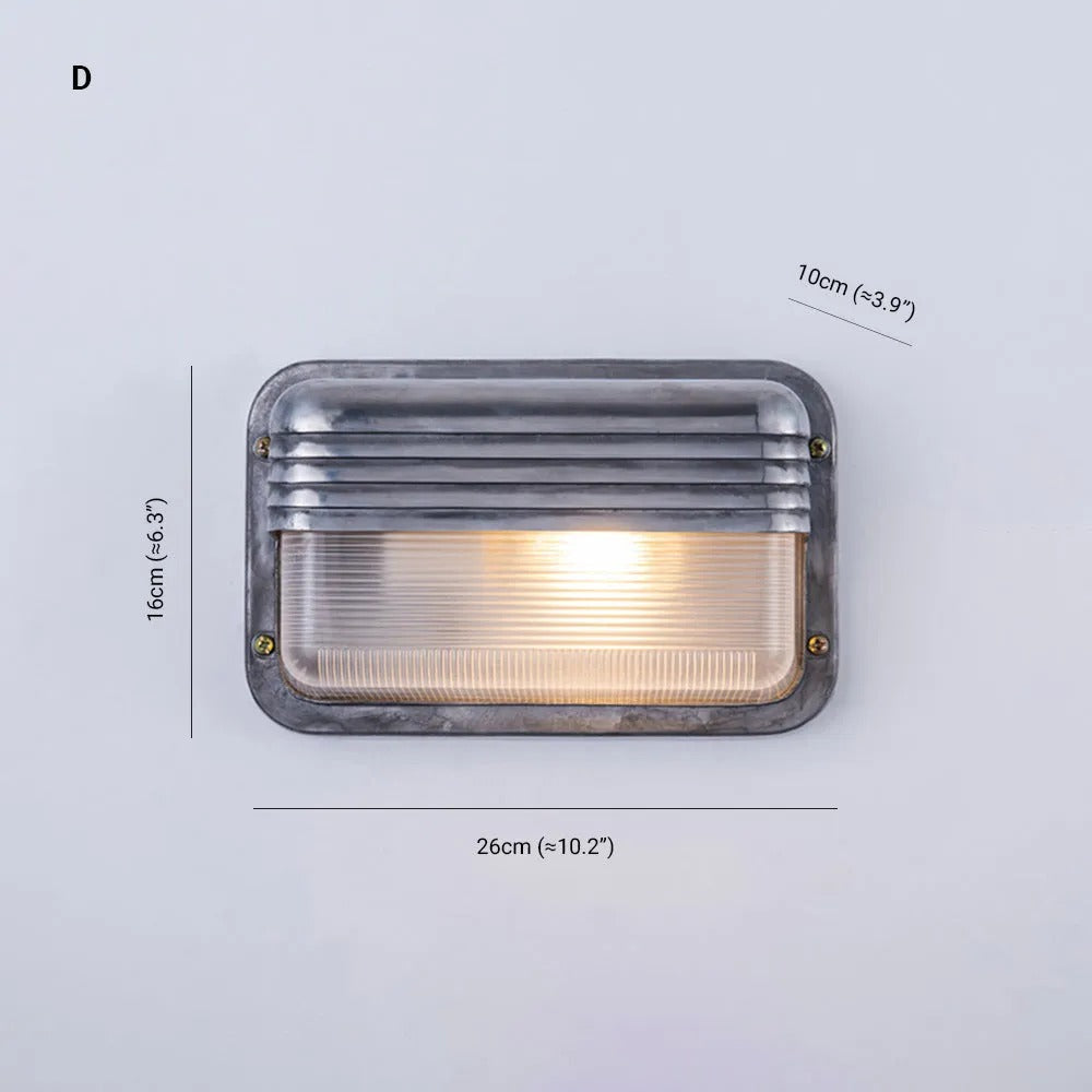 Wyre aplică de perete din metal și sticlă, geometrică, modernă, pentru exterior