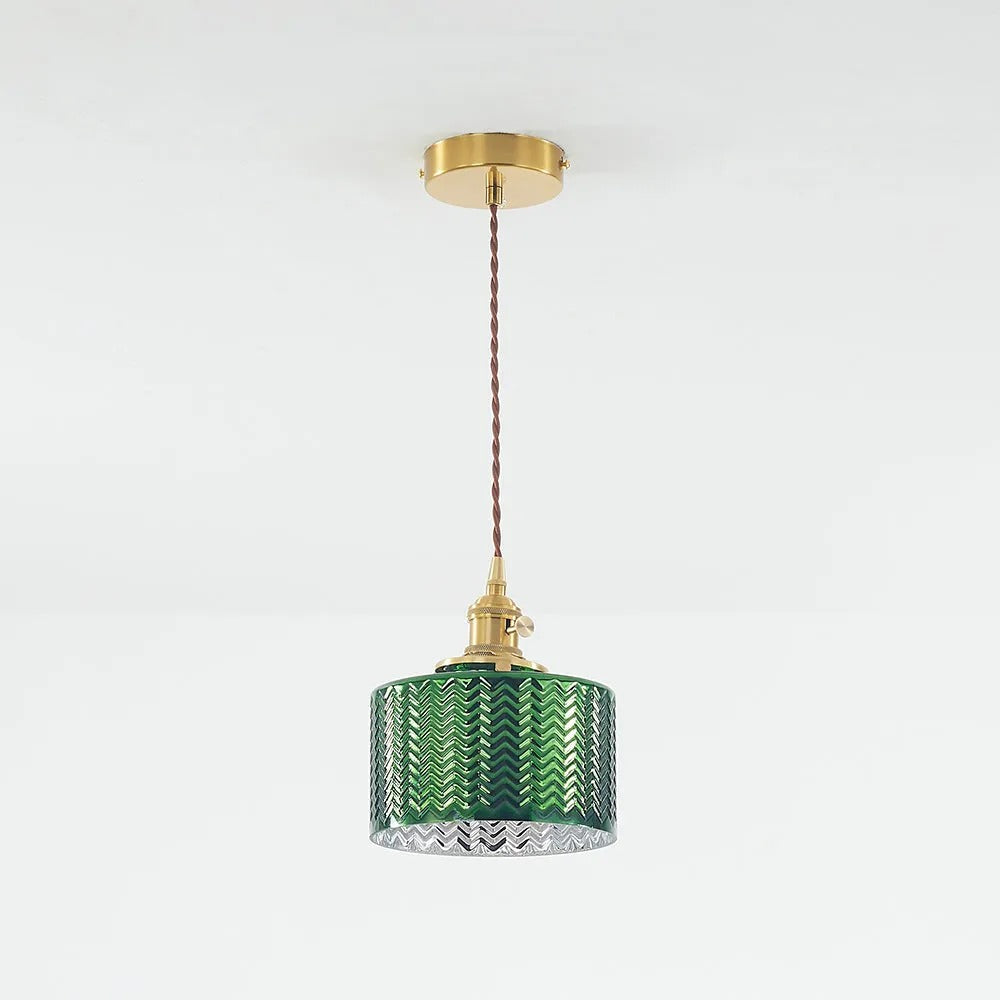Valentina lampă suspendată verde din metal și sticlă, retro, LED, pentru sufragerie