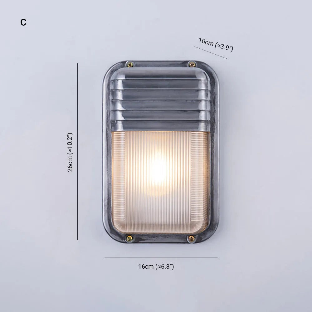 Wyre aplică de perete din metal și sticlă, geometrică, modernă, pentru exterior