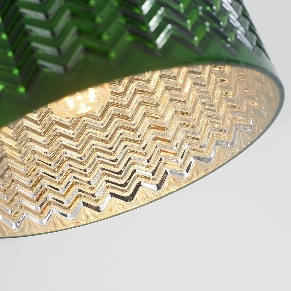 Valentina lampă suspendată verde din metal și sticlă, retro, LED, pentru sufragerie