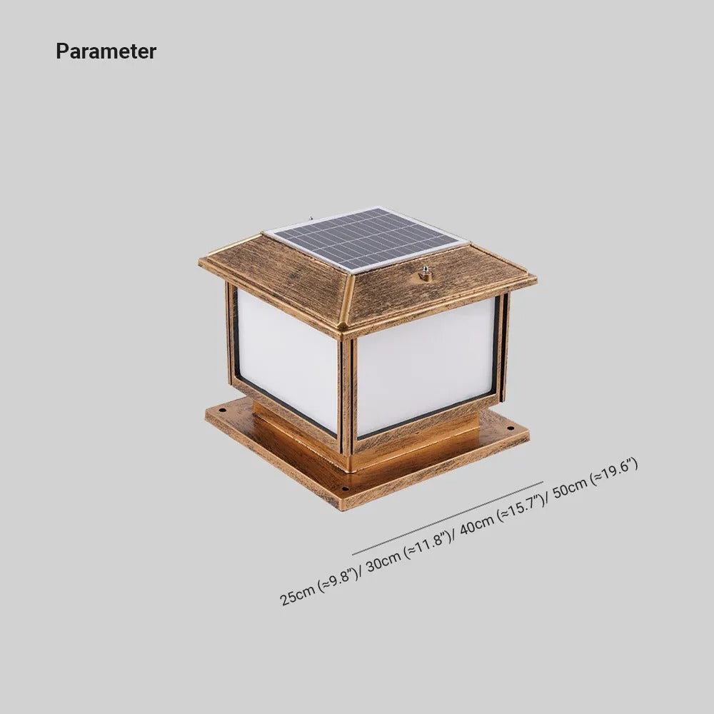 Ray Vintage Rectangle metal Outdoor Solar Lamps, negru/bronz