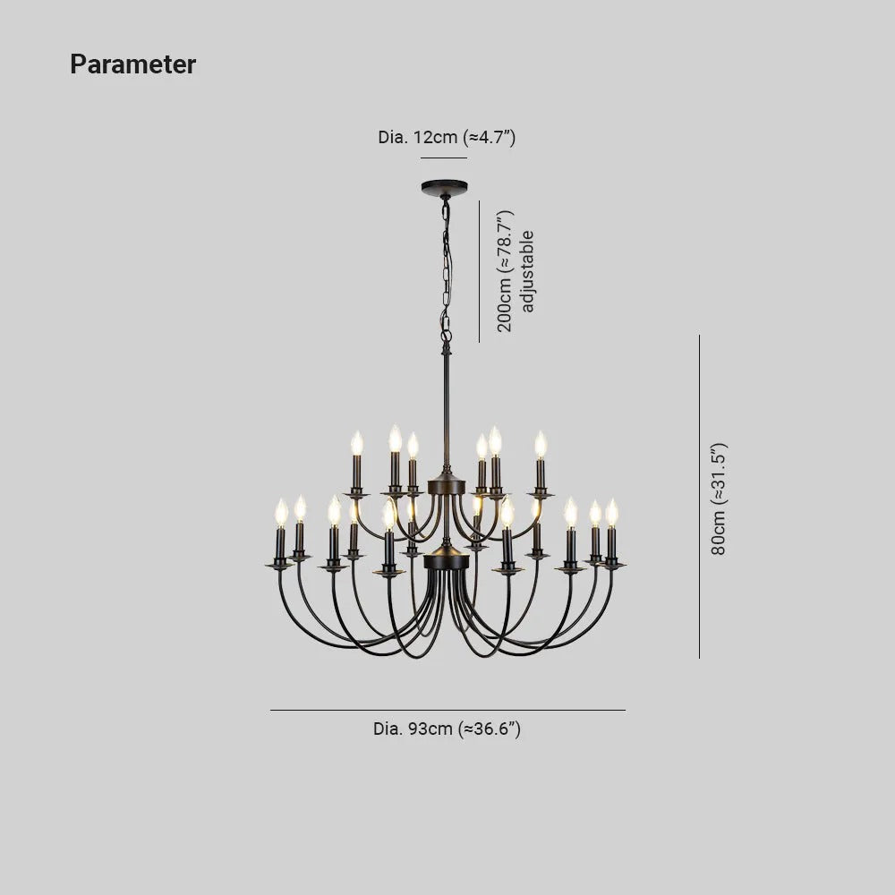 Silva candelabru  LED din metal negru pentru dormitor living