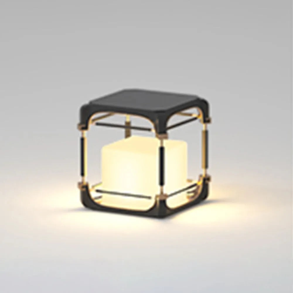 Ray Simple Cube/Cuboid Outdoor lampadar, cu conexiune electrică fixă/Solar, negru