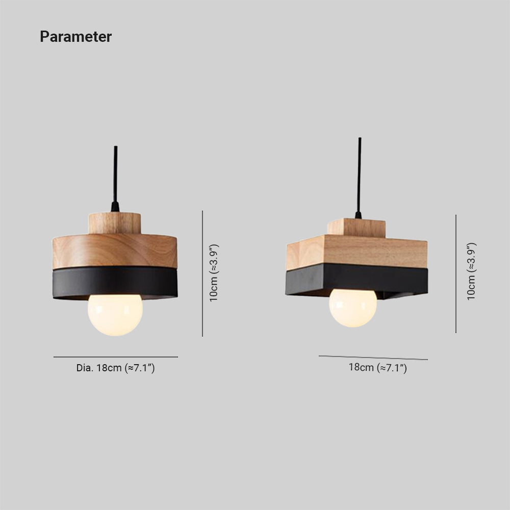 Aria lampă suspendată neagră și albă din lemn, minimalistă, geometrică