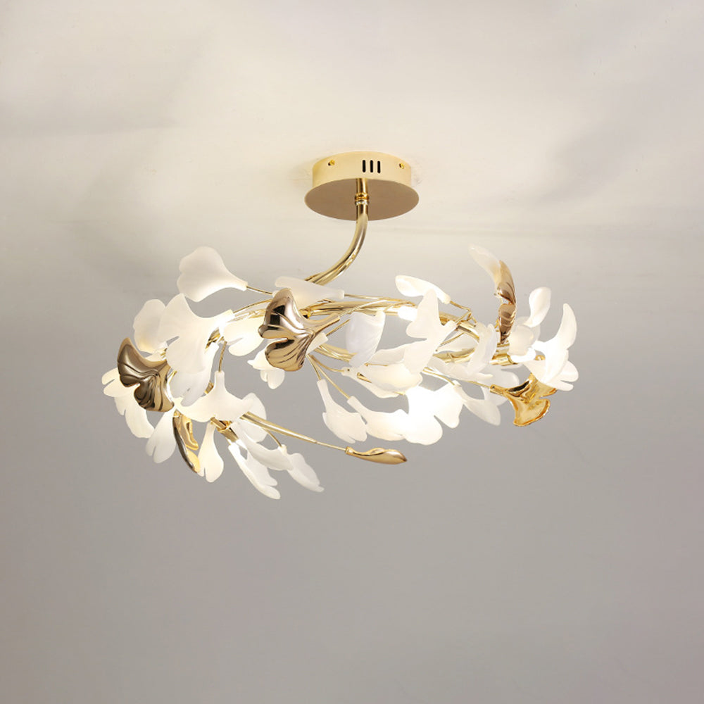 Olivia plafonieră aplicată Elegant Leaf din ceramică și metal, aur