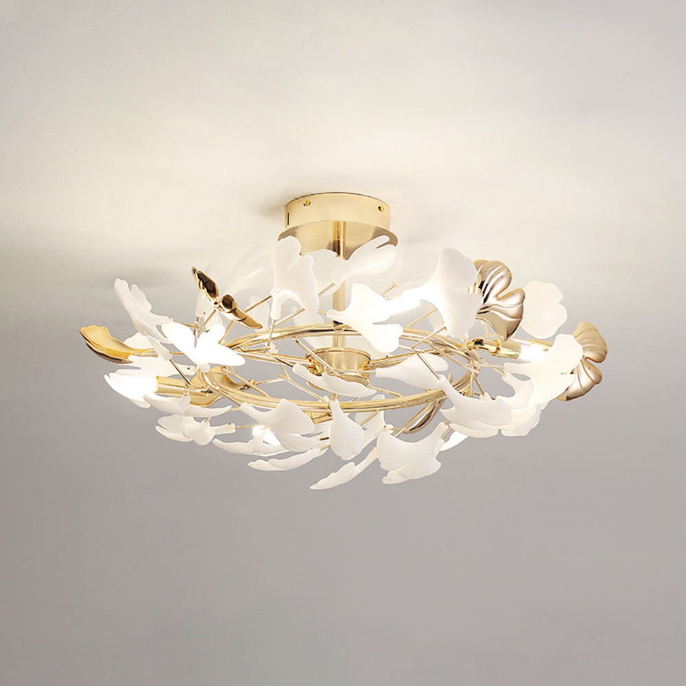 Olivia plafonieră aplicată Elegant Leaf din ceramică și metal, aur