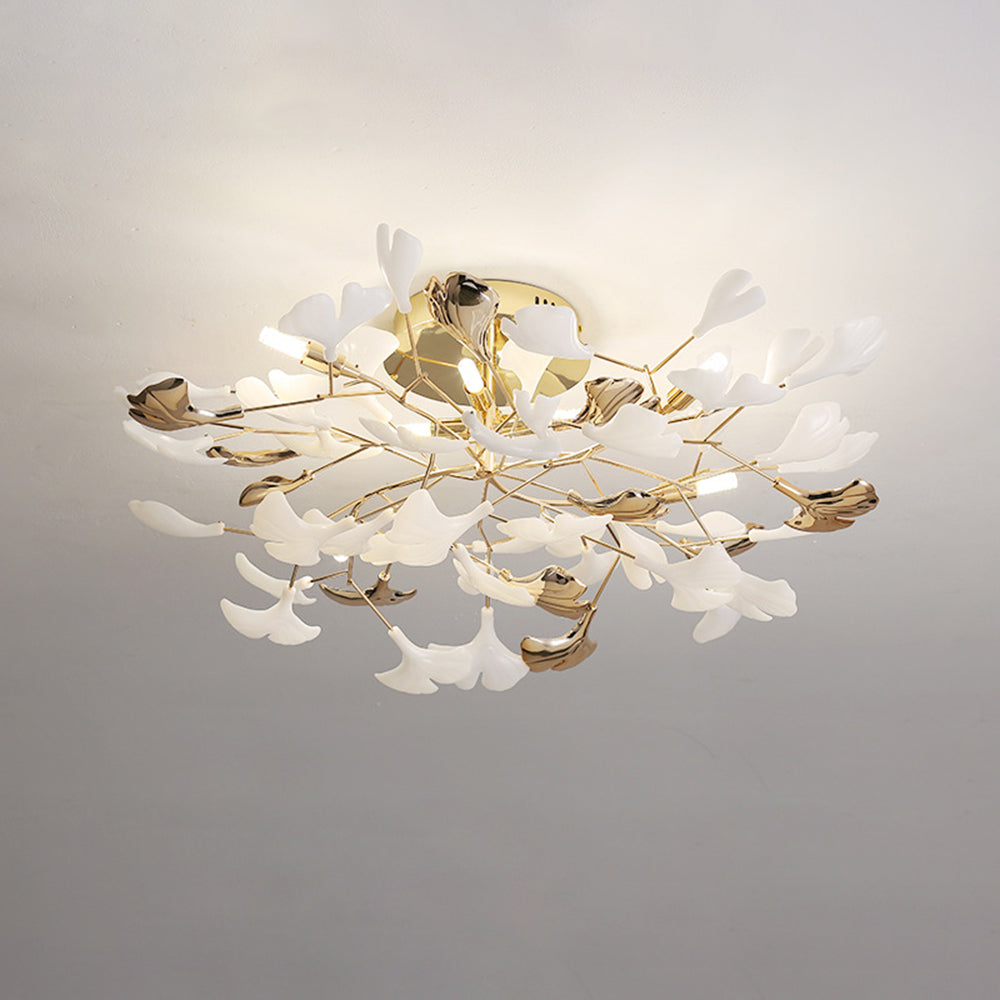 Olivia plafonieră aplicată Elegant Leaf din ceramică și metal, aur