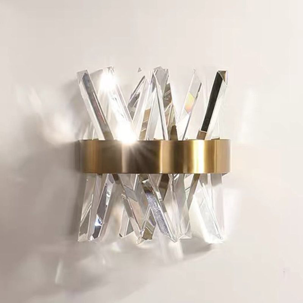 Kristy aplică de perete decorativă geometrică din cristal și metal, auriu