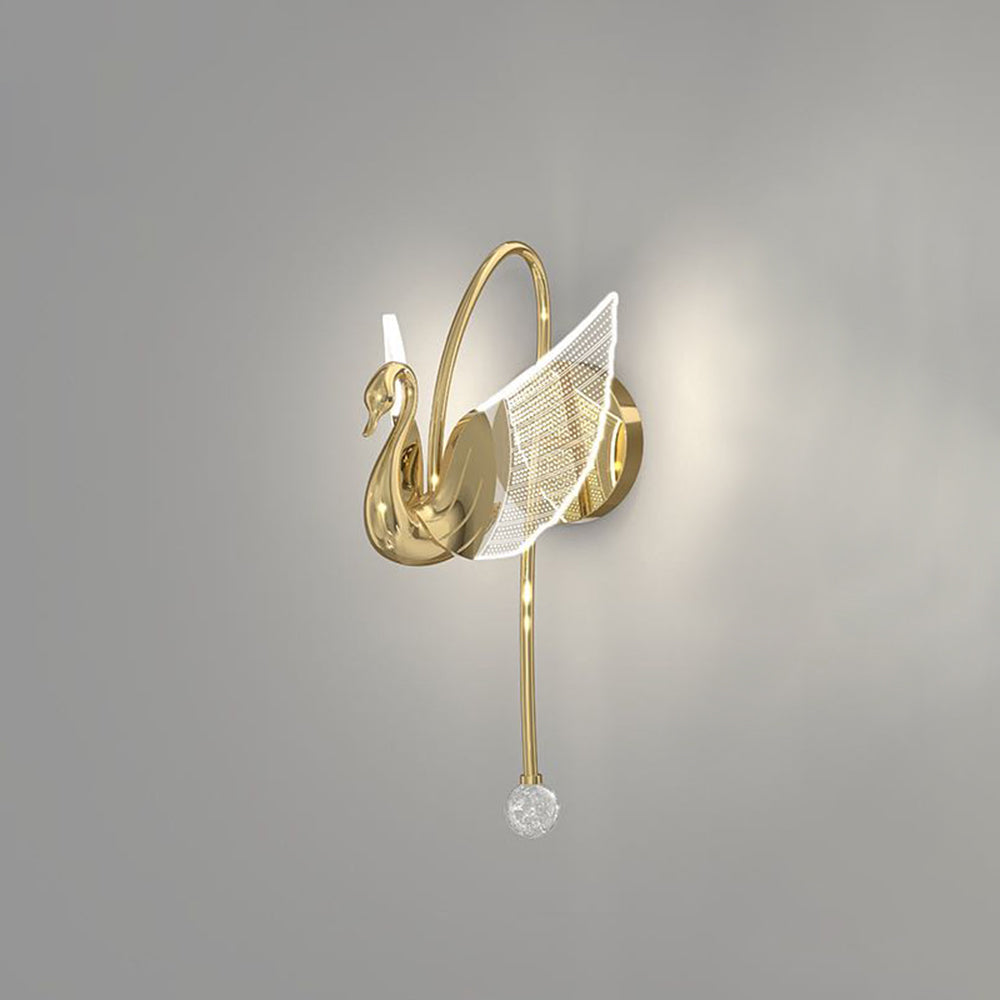 Arisha Art Deco Swan / aplică de perete din metal, Culoarea aurie/aur roz