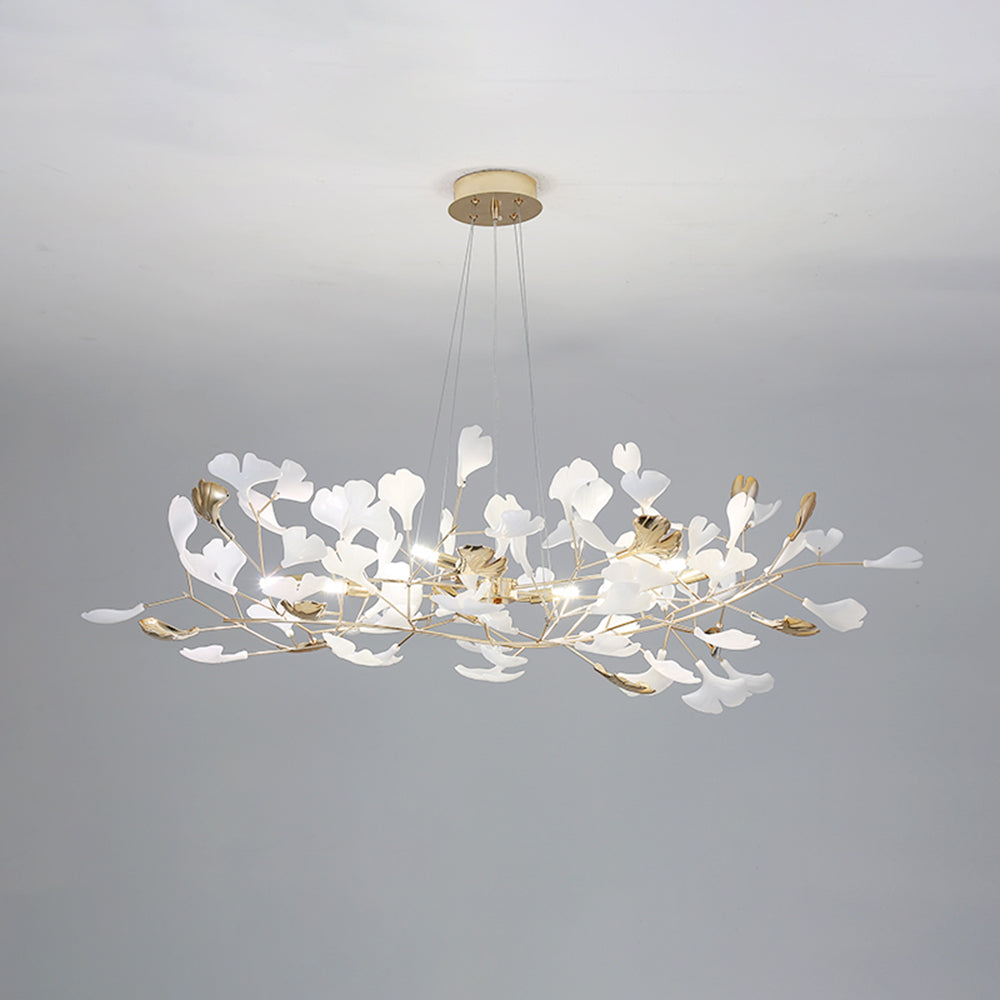Olivia candelabru modern în Formă de Petală din metal cu Frunză de Ginkgo, auriu