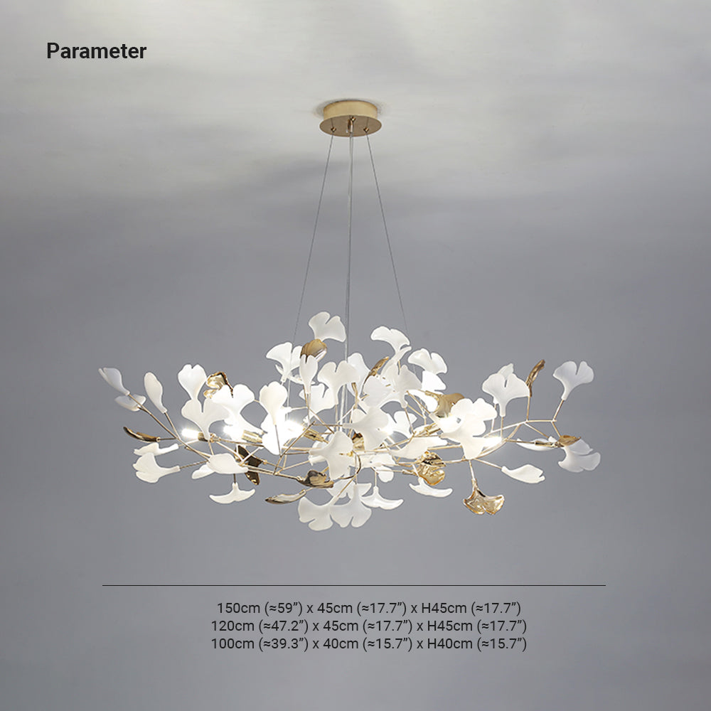 Olivia candelabru modern în Formă de Petală din metal cu Frunză de Ginkgo, auriu