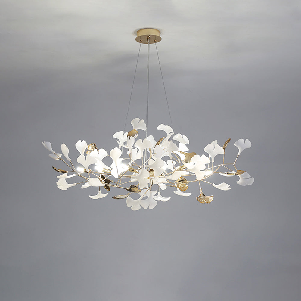 Olivia candelabru modern în Formă de Petală din metal cu Frunză de Ginkgo, auriu