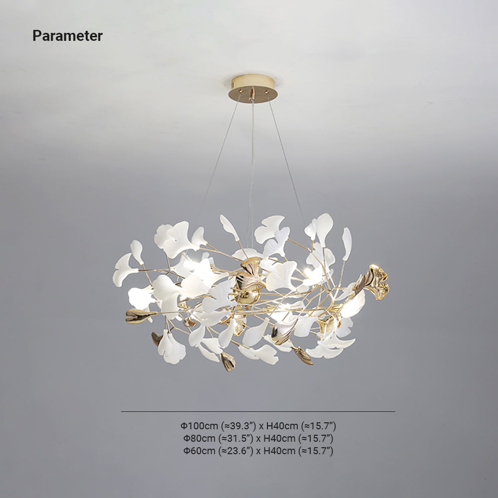 Olivia candelabru modern în Formă de Petală din metal cu Frunză de Ginkgo, auriu