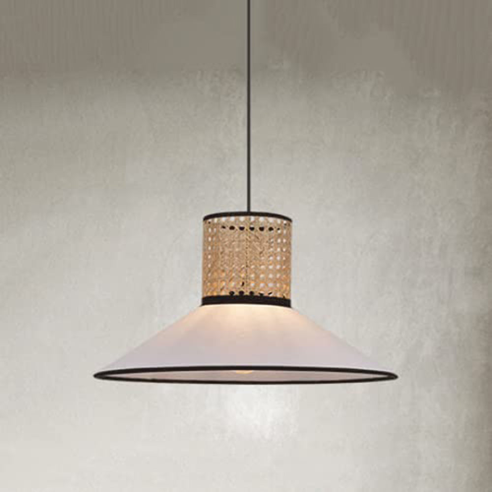 Ritta modern lampă suspendată din ratan/țesătură, alb