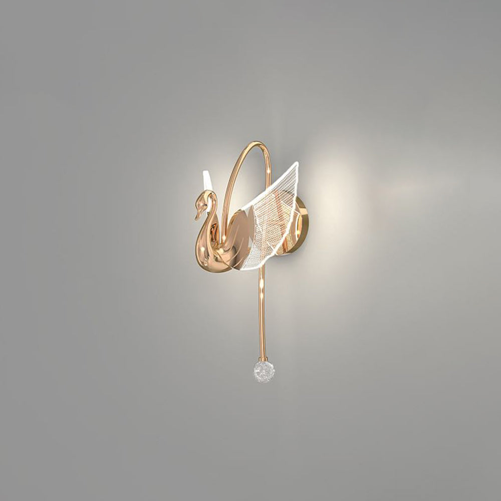 Arisha Art Deco Swan / aplică de perete din metal, Culoarea aurie/aur roz