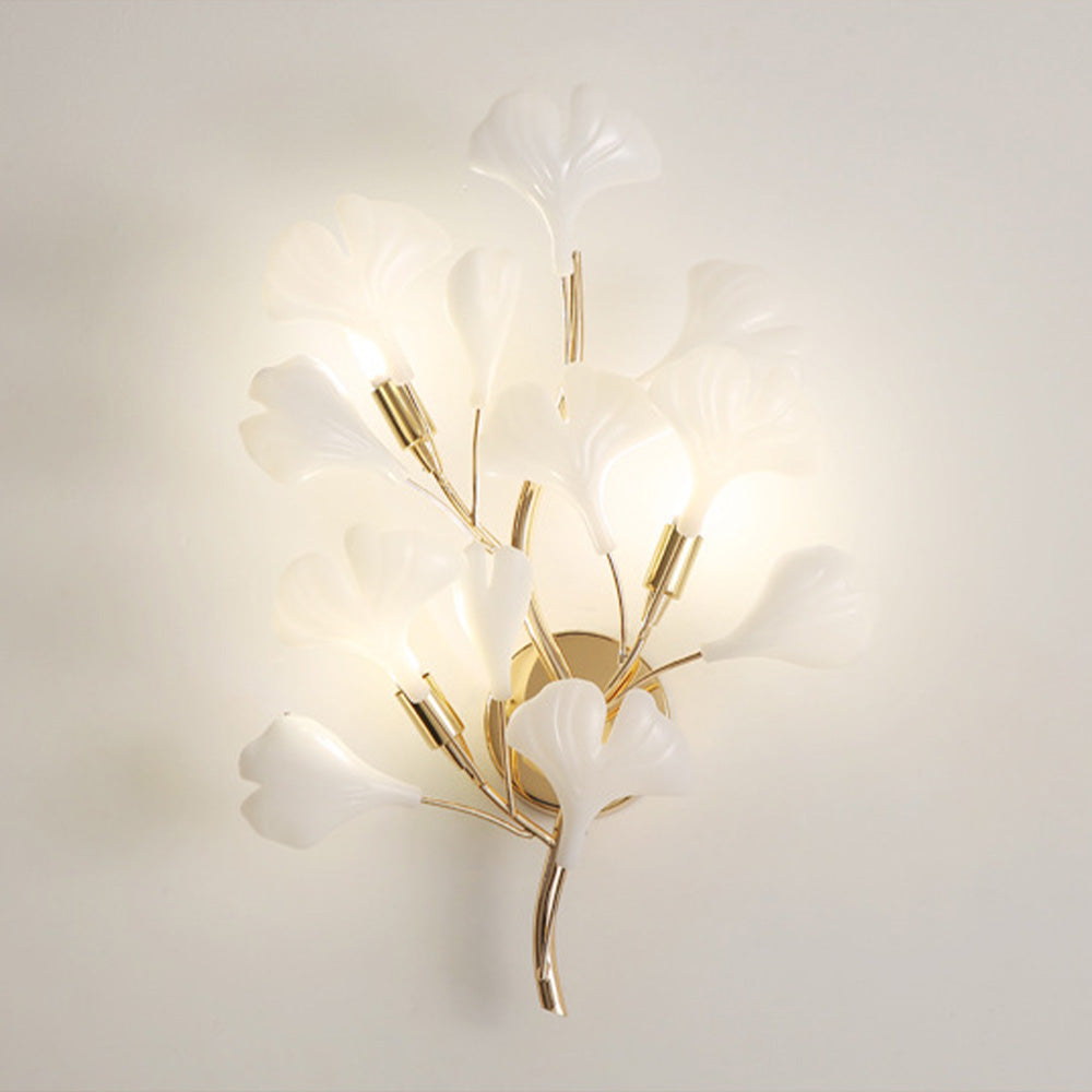 Olivia Decorative floare în stil ceramic alb aurit aplică de perete