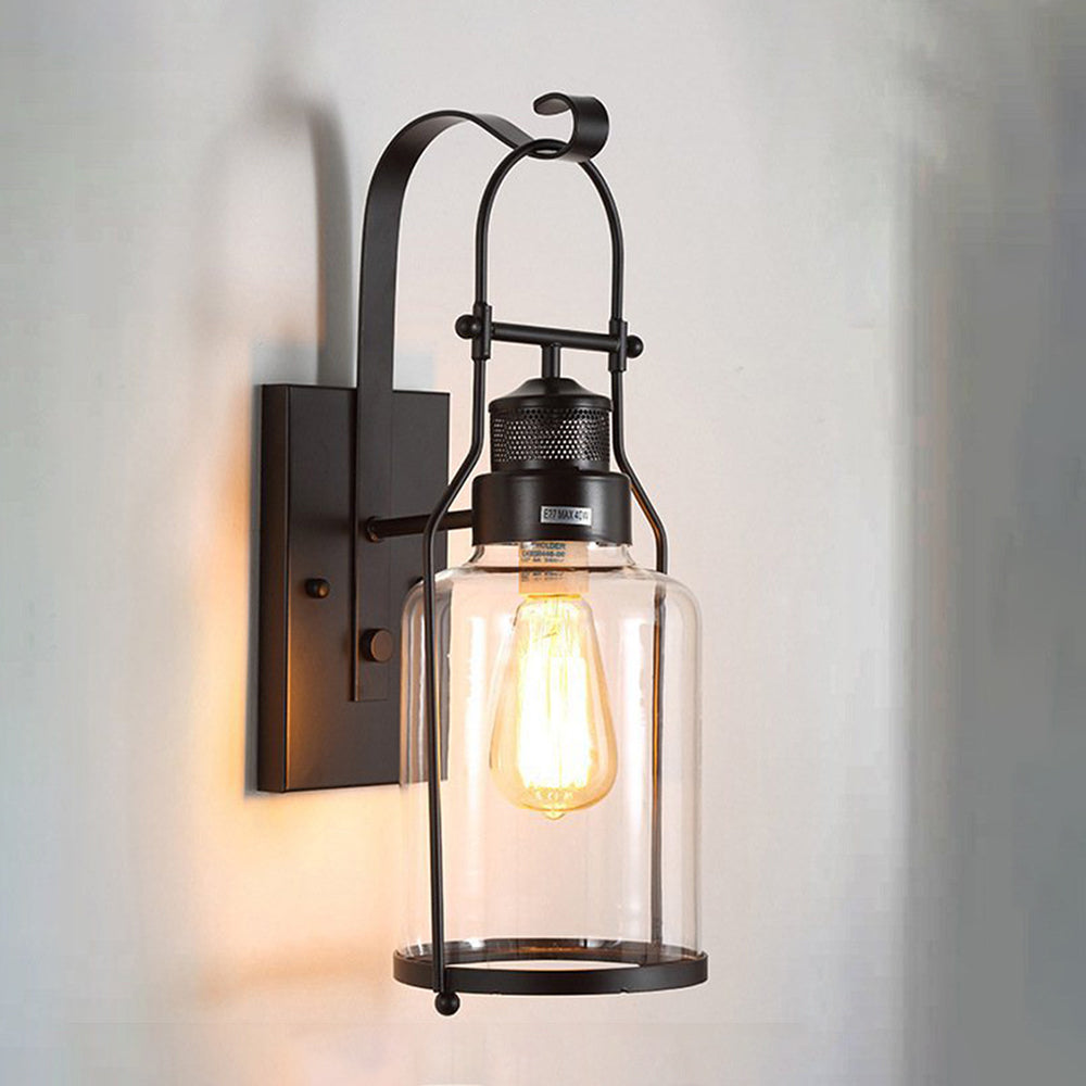 Silva aplică de perete Vintage Lantern sticlă/metal, negru/Ruginiu