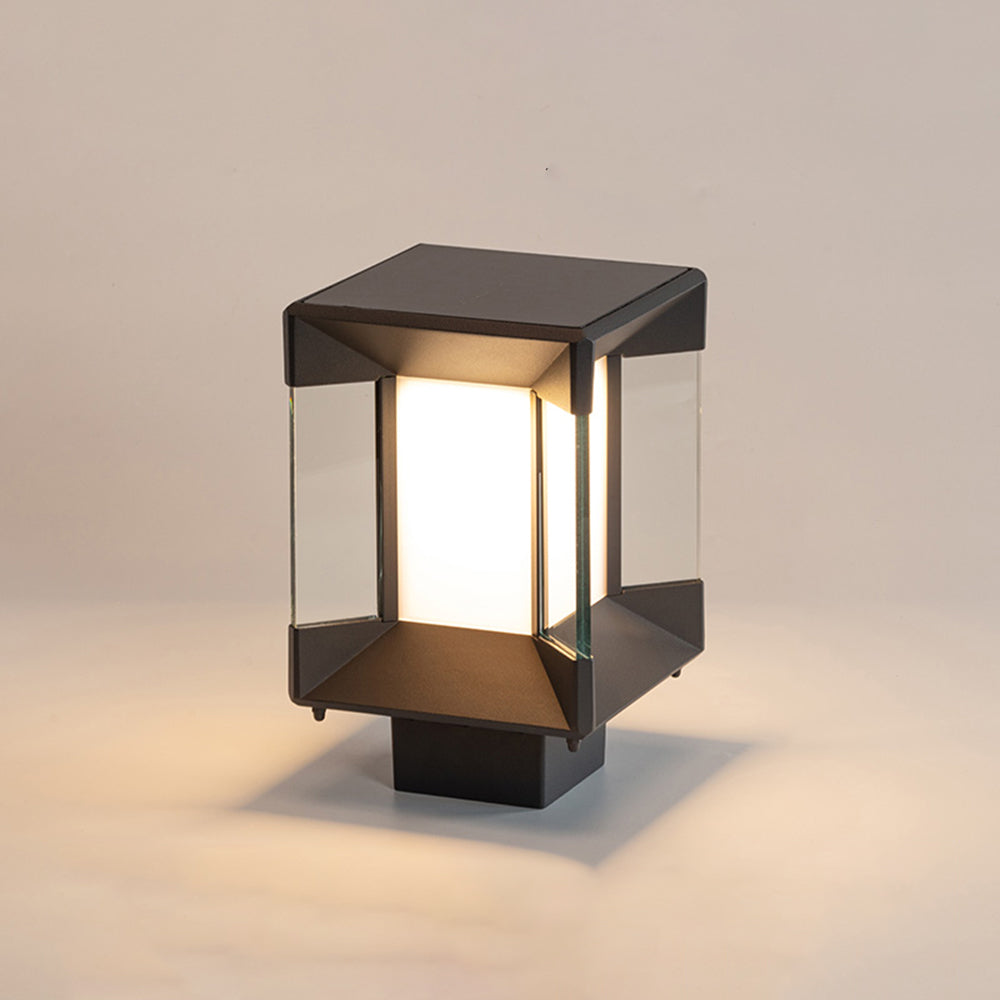 Ray modern Rectangular metal sticlă Outdoor Lamp, negru/negru-auriu