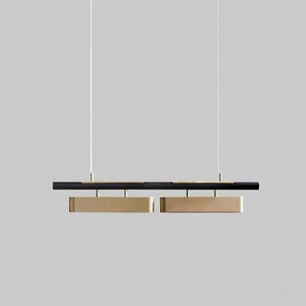 Arisha lampă suspendată dreptunghiulară modernă, metal, negru/alamă, birou
