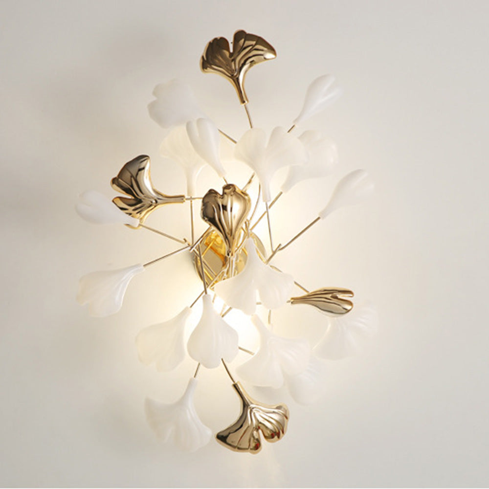 Olivia Decorative floare în stil ceramic alb aurit aplică de perete