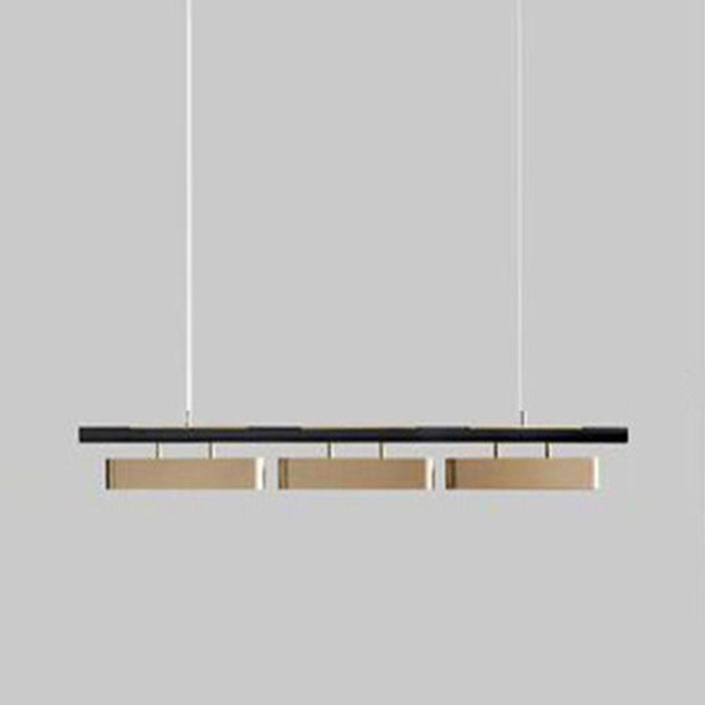 Arisha lampă suspendată dreptunghiulară modernă, metal, negru/alamă, birou