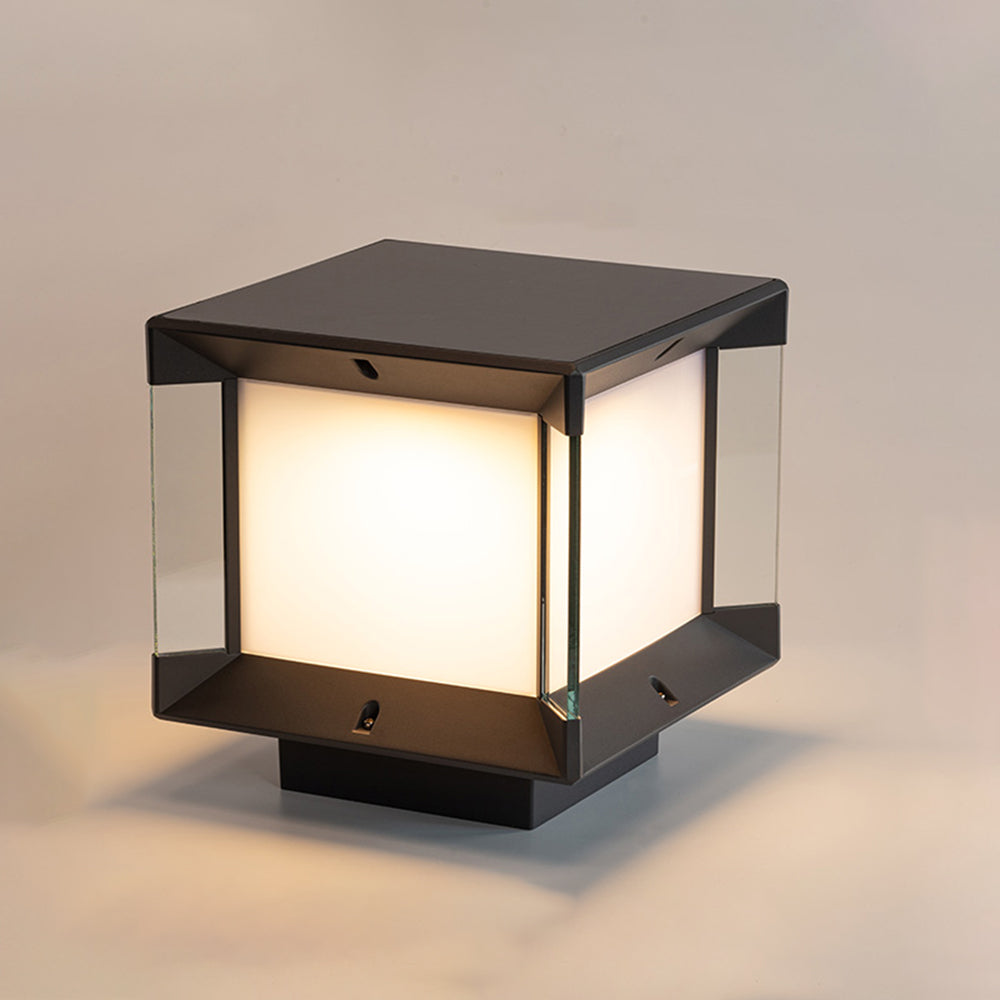 Ray modern Rectangular metal sticlă Outdoor Lamp, negru/negru-auriu