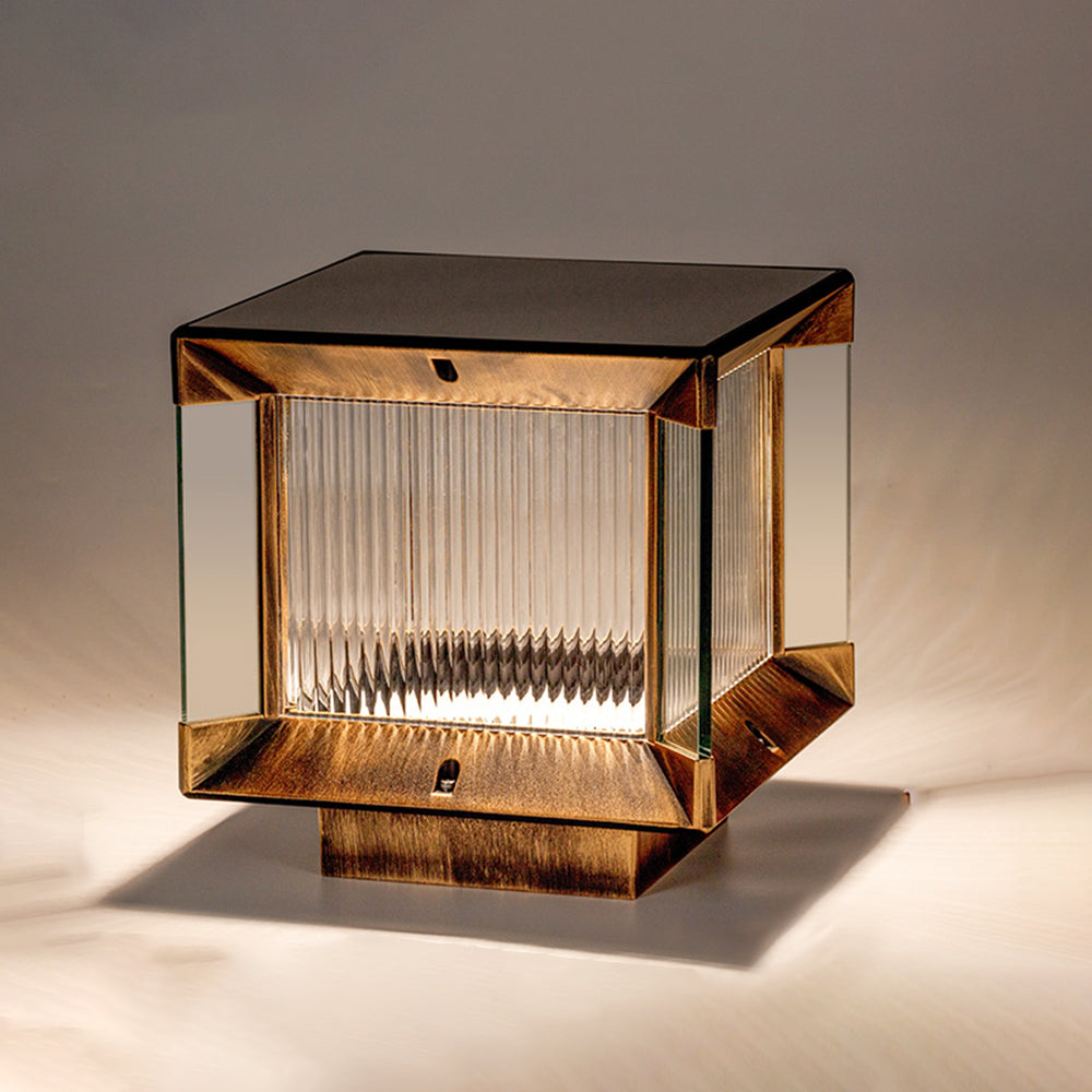 Ray modern Rectangular metal sticlă Outdoor Lamp, negru/negru-auriu