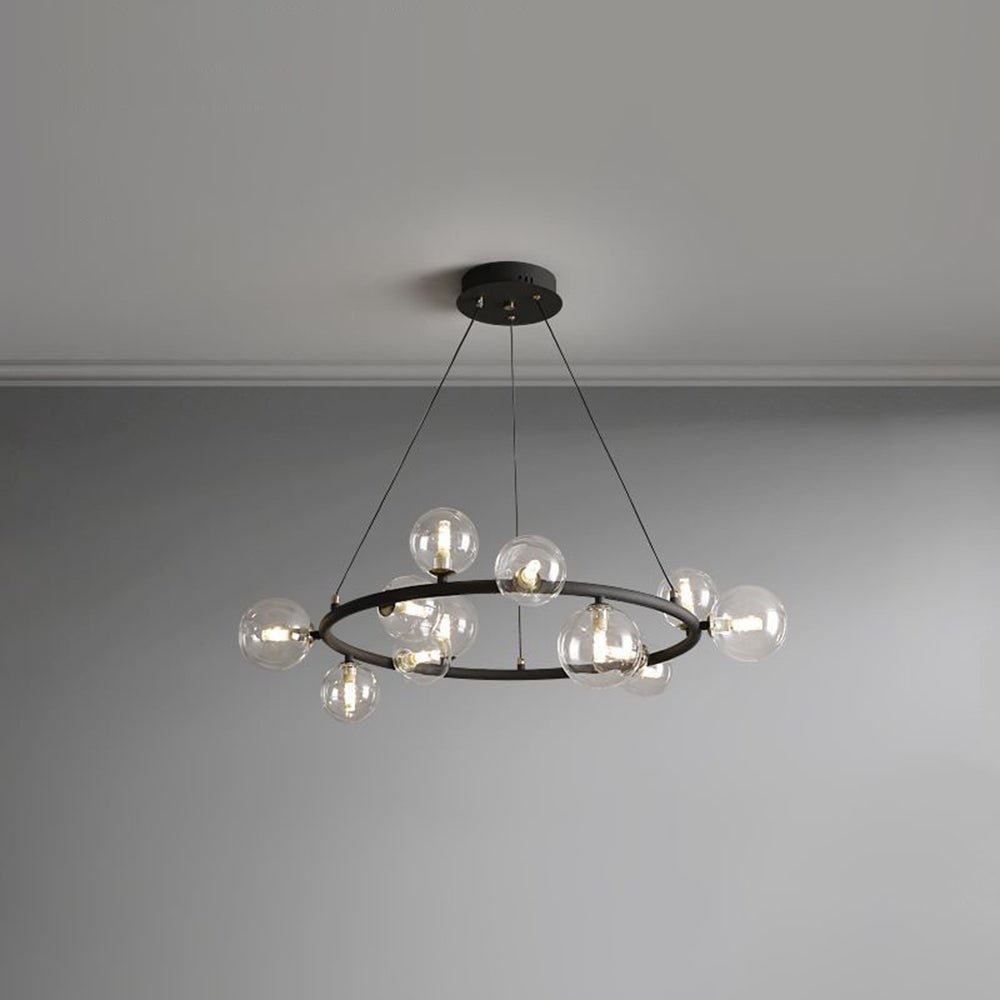 Valentina candelabru  modern din sticlă cu sferă și inel, Culoare: Aur/negru