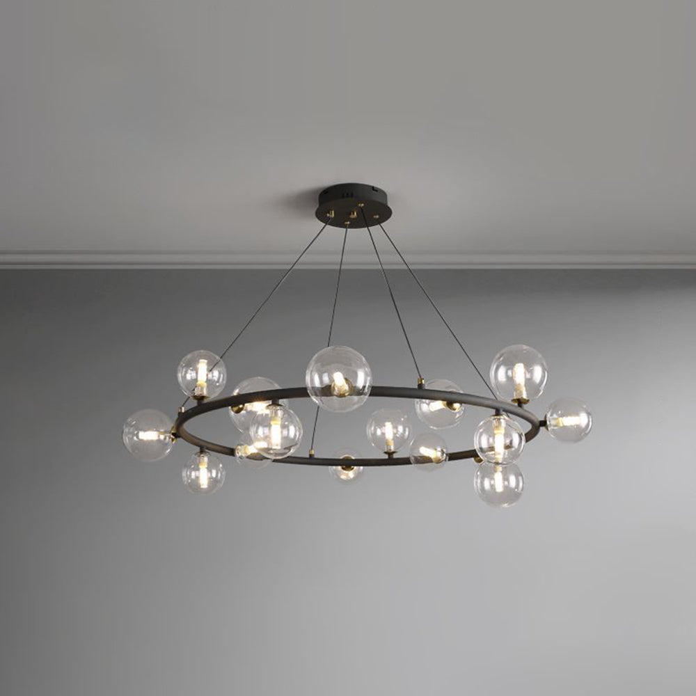 Valentina candelabru  modern din sticlă cu sferă și inel, Culoare: Aur/negru